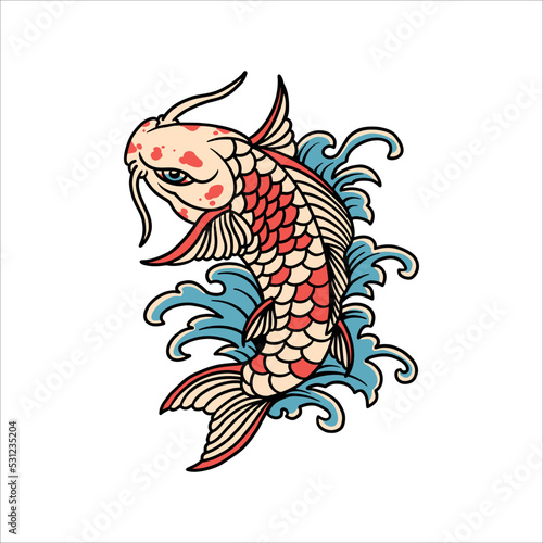 koi fish tattoo vector design