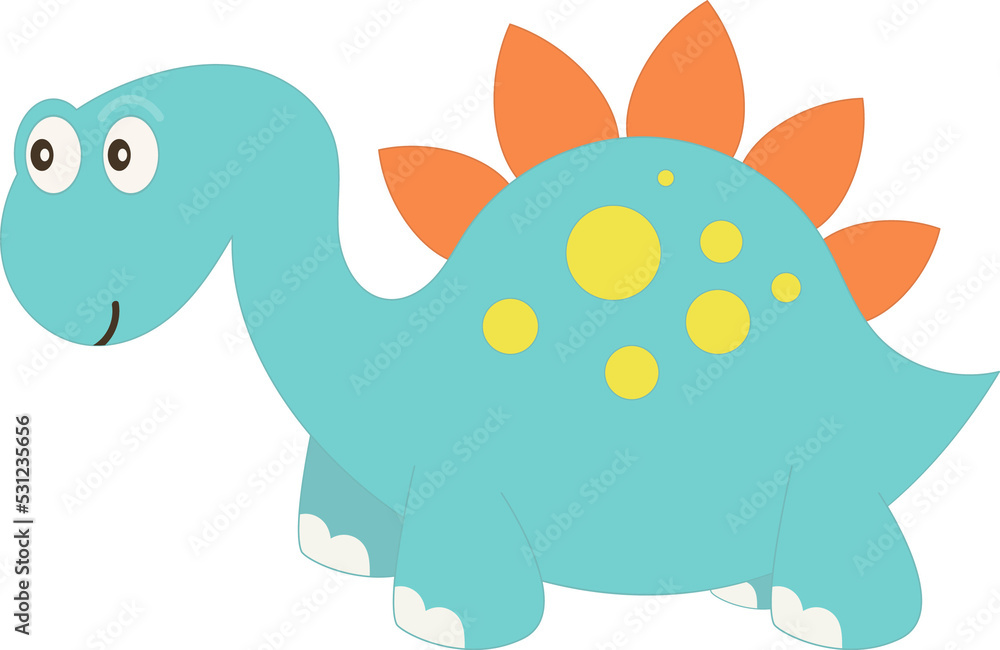 Blue Dinosaur Cartoon Character. Kids Illustration Isolated on Transparent Background Blue Dinosaur Cartoon Character. Kids Illustration Isolated on Transparent Background