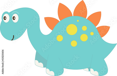 Blue Dinosaur Cartoon Character. Kids Illustration Isolated on Transparent Background