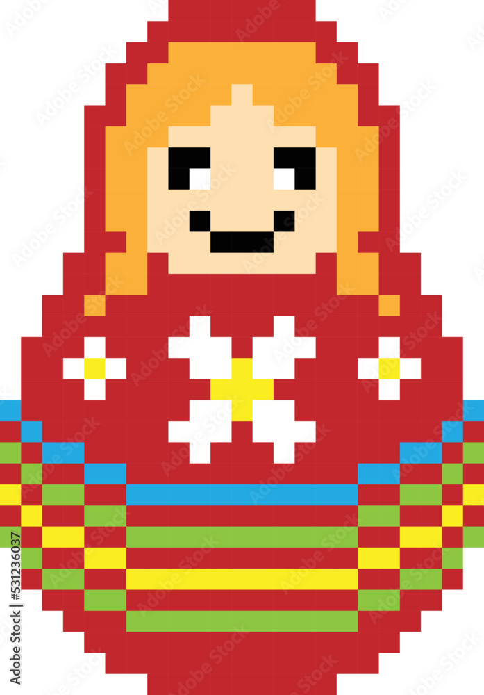 Russian doll pixel art Vector illustration. doll image or clip art. Russian doll pixel art Vector illustration. doll image or clip art.