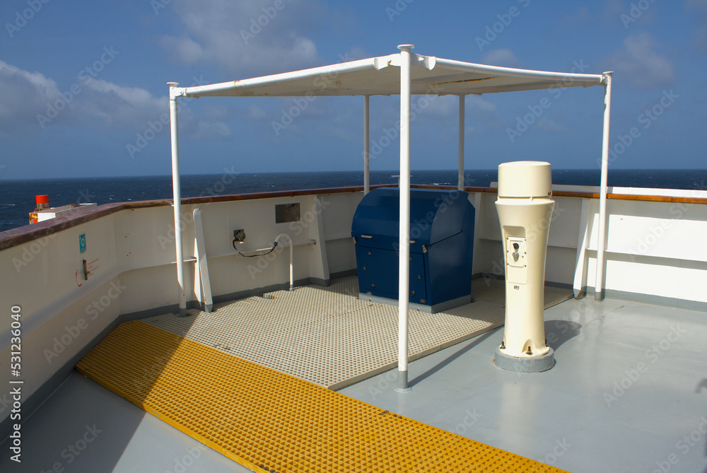 View of the bridge wings of a ship