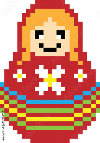 Russian doll pixel art Vector illustration. doll image or clip art.