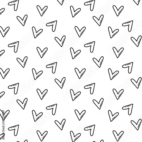 Seamless pattern with hearts. Doodle style. Childish print with hearts.Vector illustration.