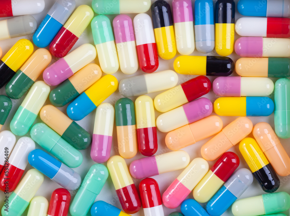Colorful pill capsule on white background. Colorful pill capsule on white background.