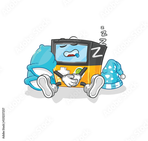 gameboy sleeping character. cartoon mascot vector