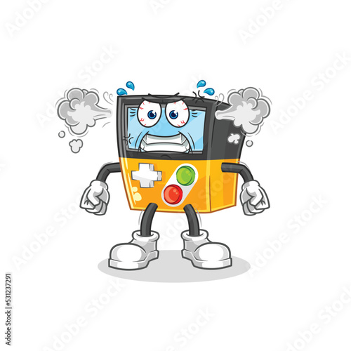 gameboy very angry mascot. cartoon vector