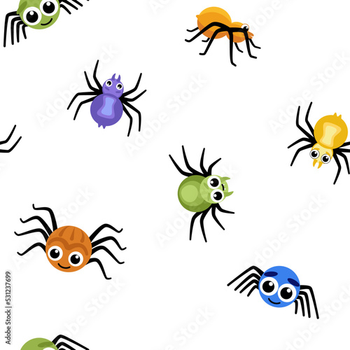 Spider seamless pattern. Halloween. Cartoon, flat, vector © Aleksandra