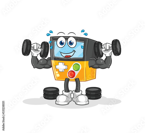 gameboy weight training illustration. character vector