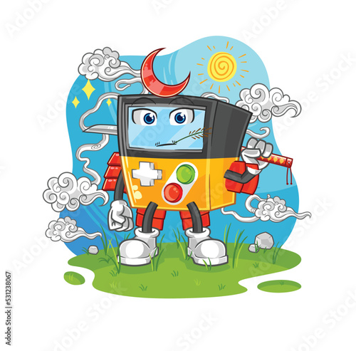 gameboy samurai cartoon. cartoon mascot vector