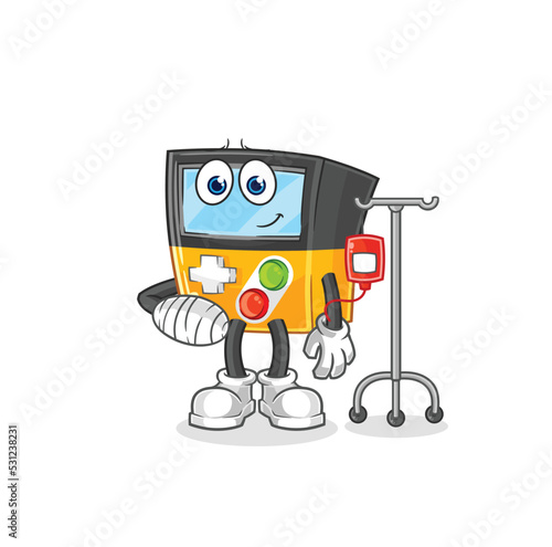 gameboy sick in IV illustration. character vector