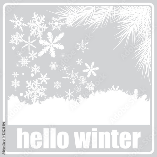 gray icon with white silhouettes winter