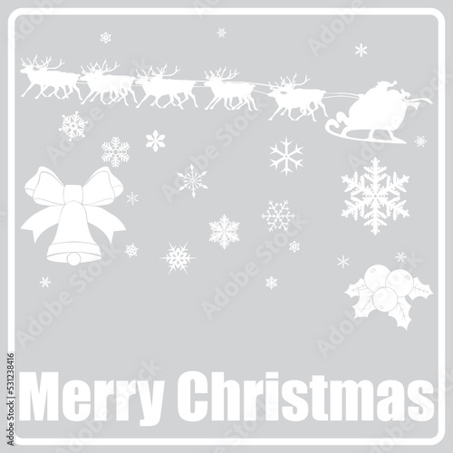gray icon with white silhouettes Merry Christmas