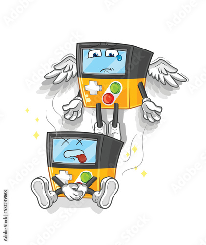 gameboy spirit leaves the body mascot. cartoon vector
