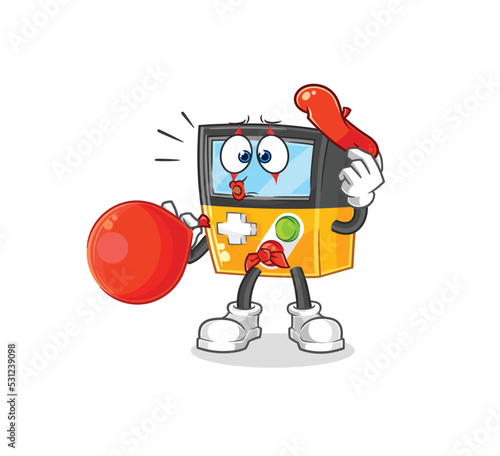 gameboy pantomime blowing balloon. cartoon mascot vector