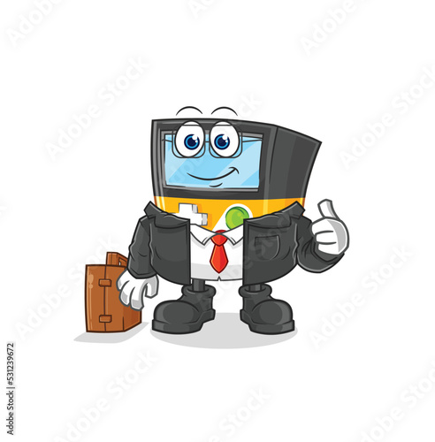 gameboy office worker mascot. cartoon vector