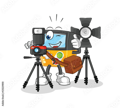gameboy photographer character. cartoon mascot vector
