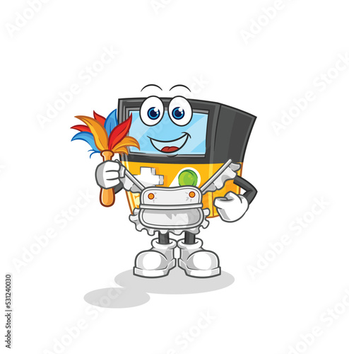 gameboy maid mascot. cartoon vector