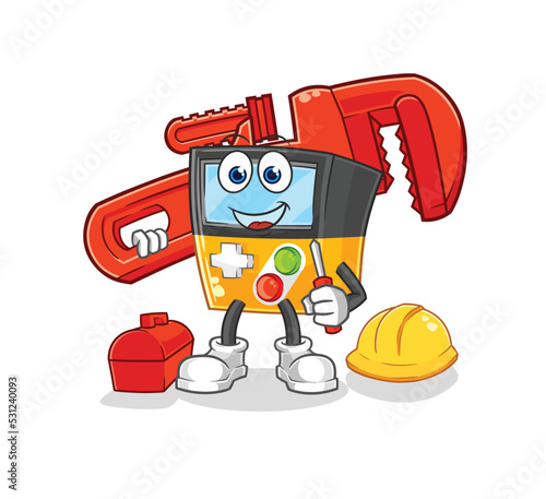 gameboy plumber cartoon. cartoon mascot vector