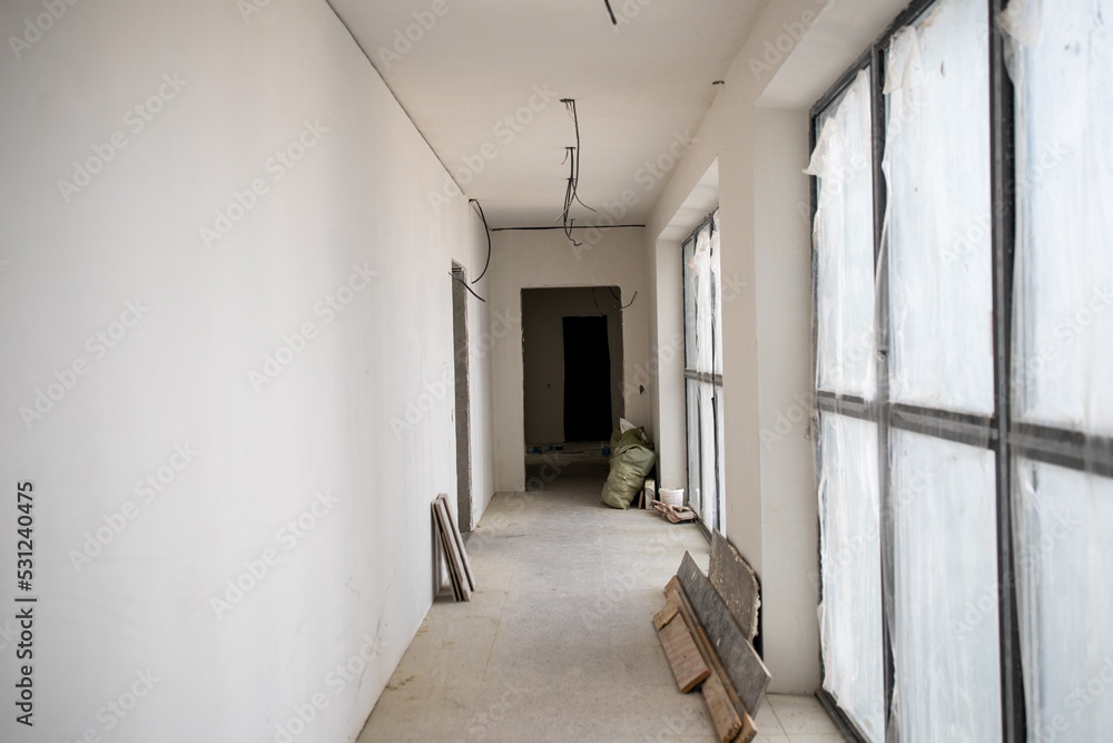 Fototapeta premium interior of the apartment without decoration.fine finish walls