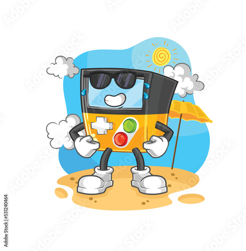 gameboy sunbathing in summer. character vector