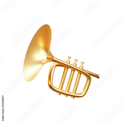 Golden trumpet 3d rendering illustration