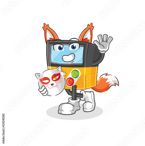 gameboy japanese fox character. cartoon mascot