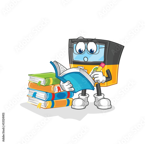 gameboy studying mascot. cartoon vector