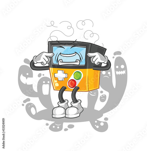 depressed gameboy character. cartoon vector