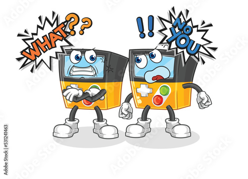 gameboy arguing each other cartoon vector