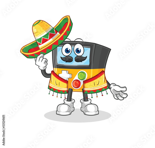 gameboy Mexican culture and flag. cartoon mascot vector