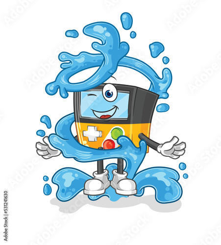 gameboy fresh with water mascot. cartoon vector