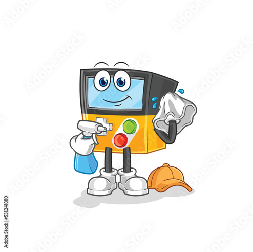 gameboy cleaner vector. cartoon character