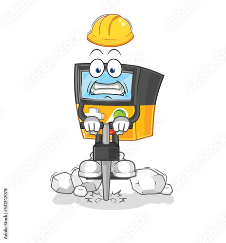 gameboy drill the ground cartoon character vector