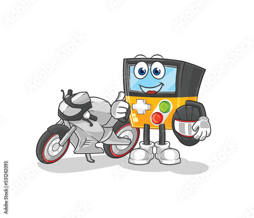 gameboy racer character. cartoon mascot vector
