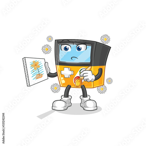 gameboy traditional painter cartoon character vector