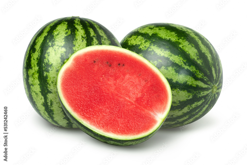 watermelon and half isolated on white background, Watermelon macro studio photo watermelon and half isolated on white background, Watermelon macro studio photo