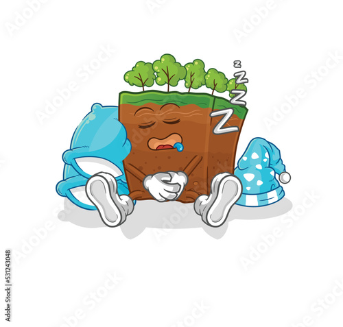 soil layers sleeping character. cartoon mascot vector