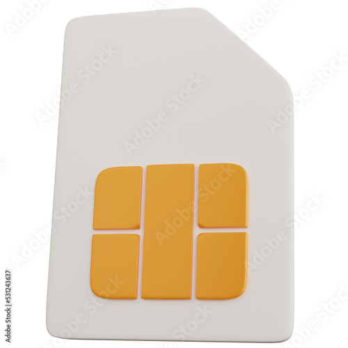 3d rendering sim card mobile isolated