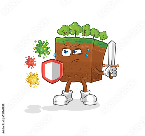 soil layers against viruses cartoon. cartoon mascot vector