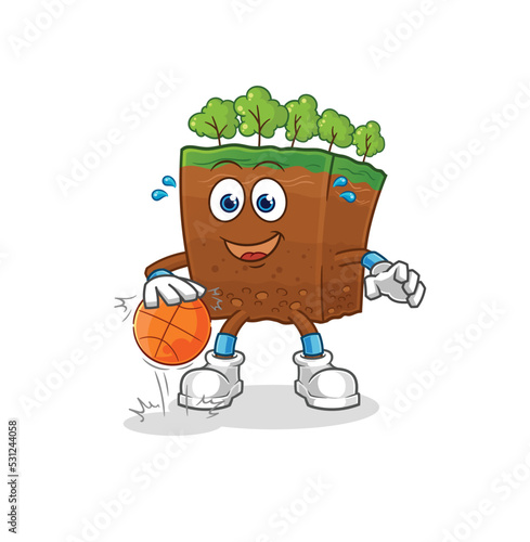 soil layers dribble basketball character. cartoon mascot vector