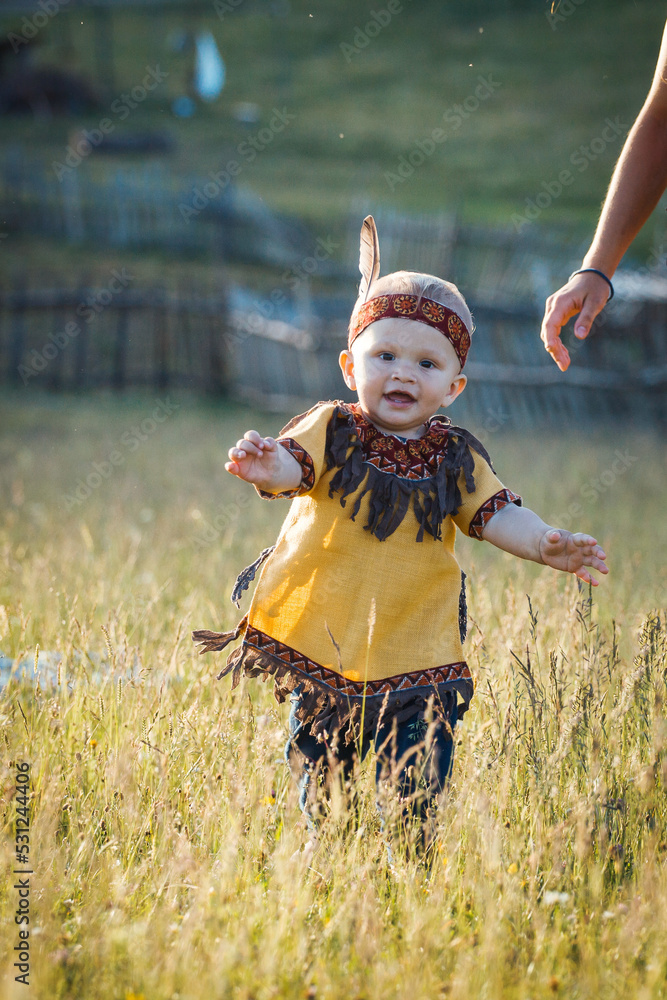 Cute Little Baby Boy dressed in Indian Clothes trying to Run Stock ...