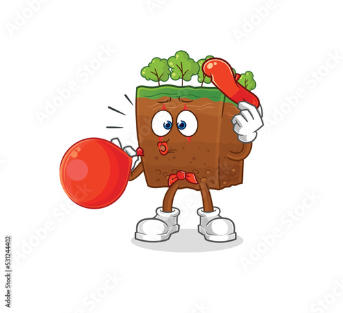 soil layers pantomime blowing balloon. cartoon mascot vector