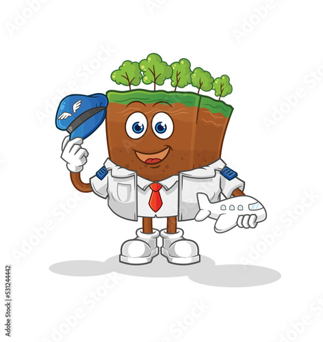 soil layers pilot mascot. cartoon vector