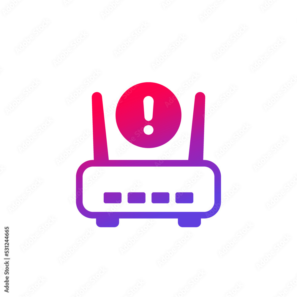 router, modem error or warning icon router, modem error or warning icon