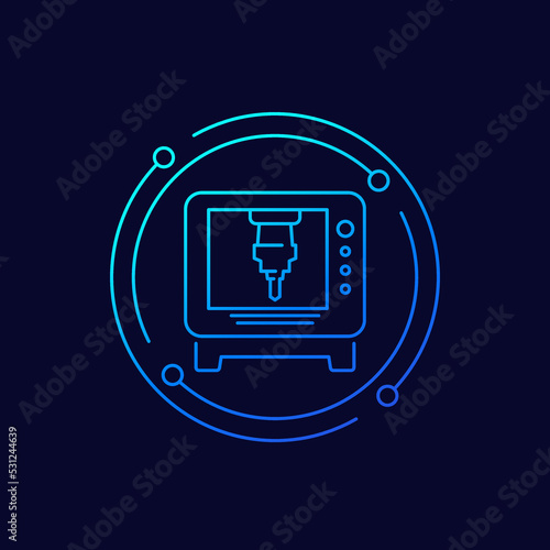 CNC machine icon, linear design