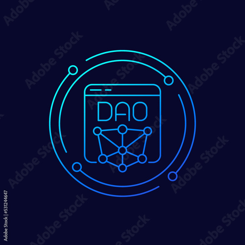 DAO icon, Decentralized Autonomous Organisation linear design
