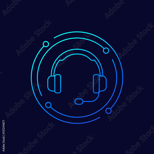 headset, support icon, linear design