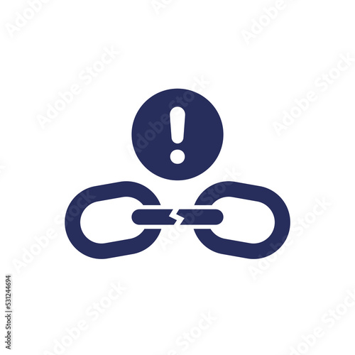 Broken chain link icon, vector