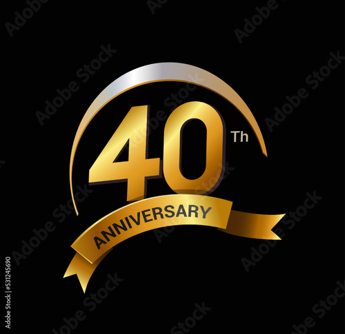 40 years golden with swoosh anniversary logo celebration