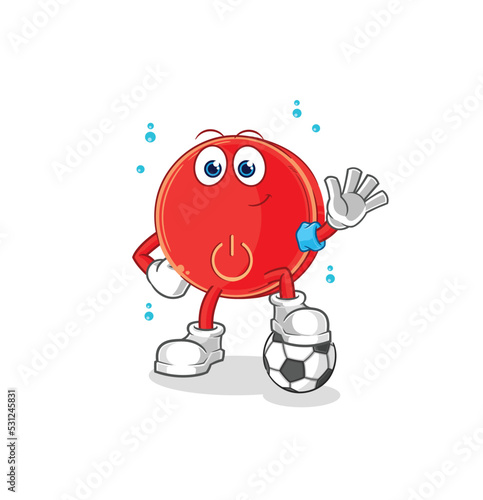 power button playing soccer illustration. character vector © dataimasu